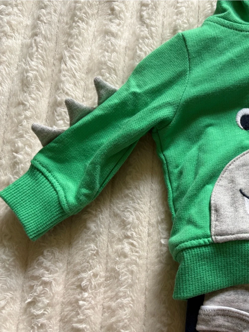 Carter's Green Dino Hoodie One-Piece Bodysuit with Navy Bottoms